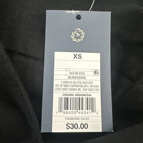 Universal Thread Women’s Long Sleeve Mini Shirtdress Black XS Linen Blend - Picture 3 of 4